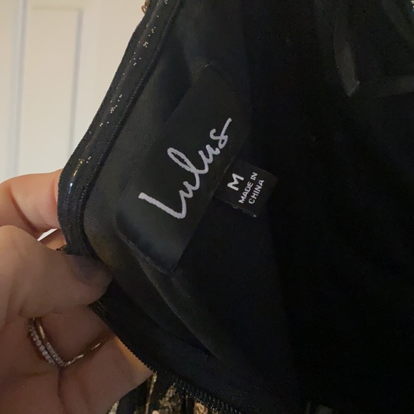 Lulu’s Time to Shine Black and Gold Glitter Sequin Strapless Maxi Dress - Picture 5 of 6